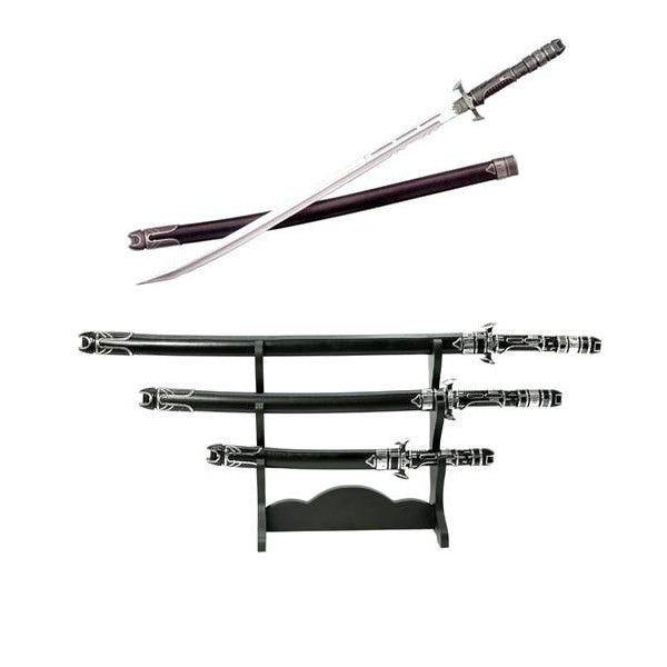 Futuristic Samurai Sword 3 pc Set with Display Stand - Tophatter's Army Products & Self Defense Collectible Weapons - Tophatter Daily Deals